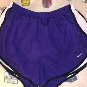 Purple and White Nike Dri-Fit Shorts.